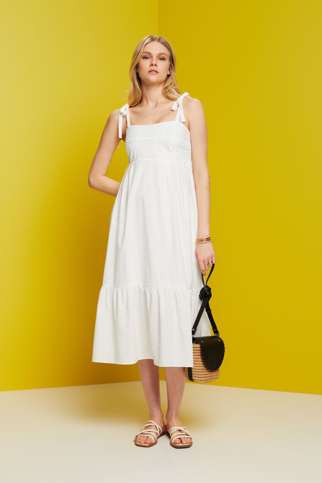 Midikleid mit Stickerei, LENZING&trade; ECOVERO&trade;