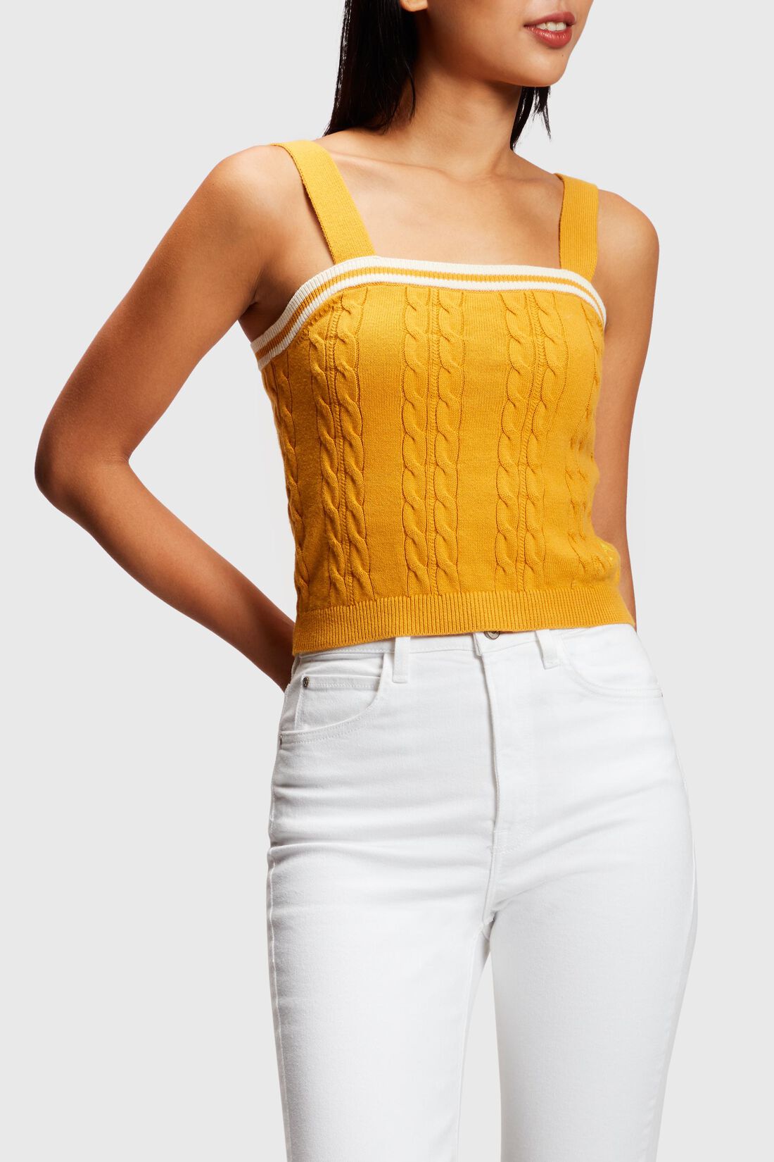 Pullover Camisole mit Zopfmuster und Delfin-Logo
