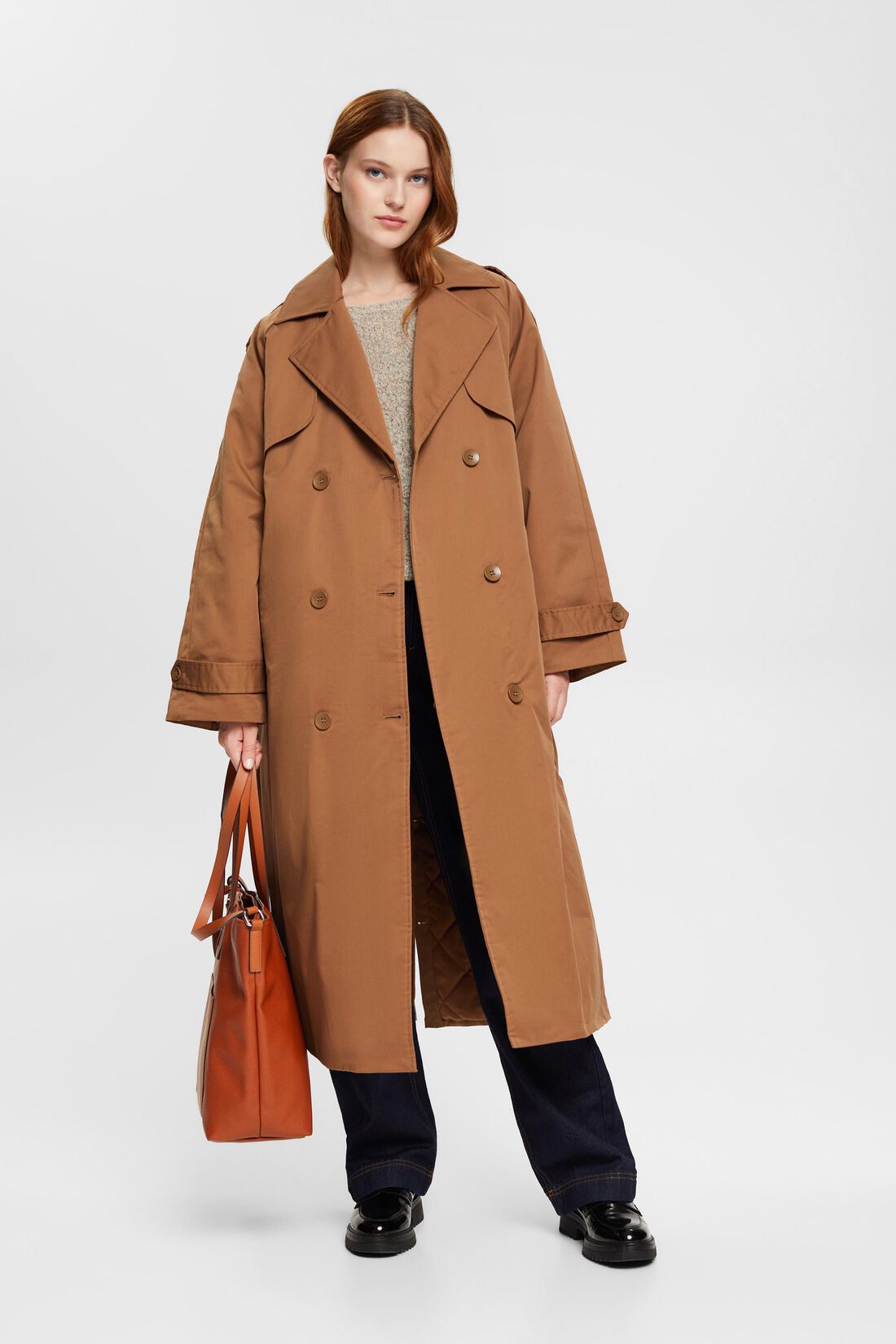 Langer Trenchcoat mit Wattierung