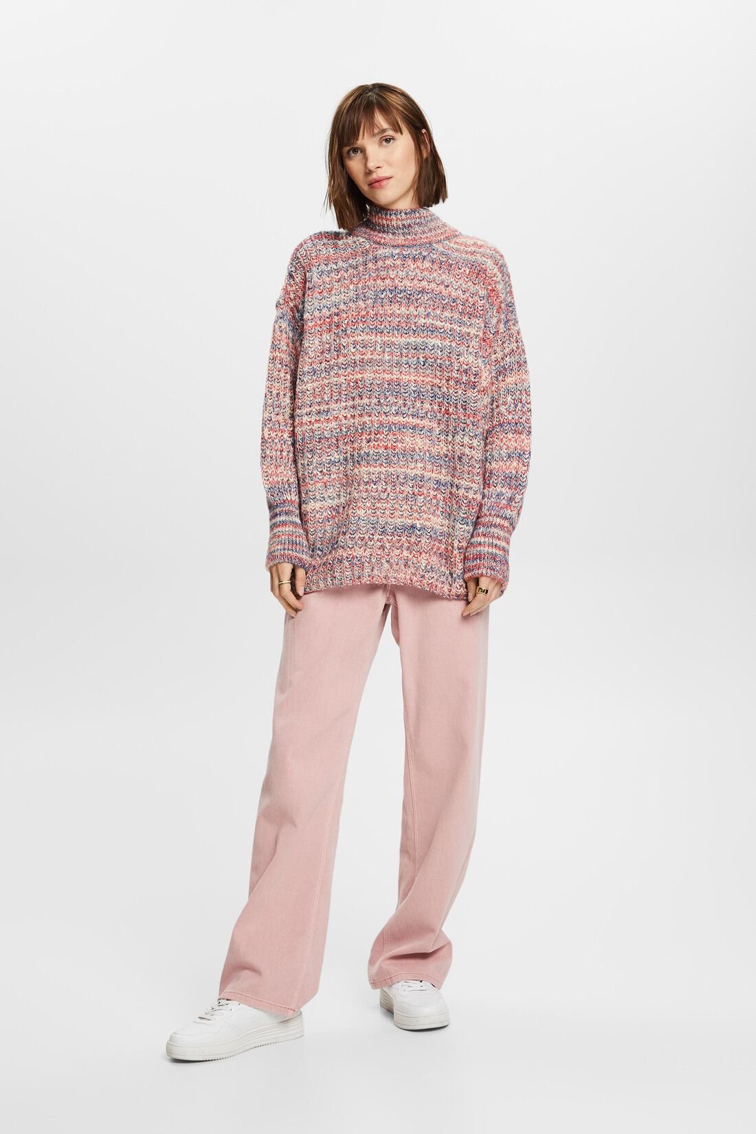 Mehrfarbiger Pullover mit Stehkragen