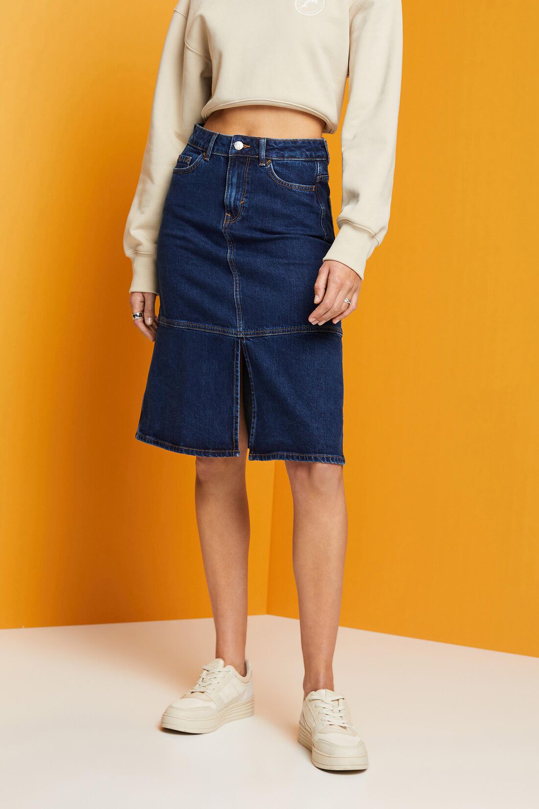 Knielanger Jeansrock