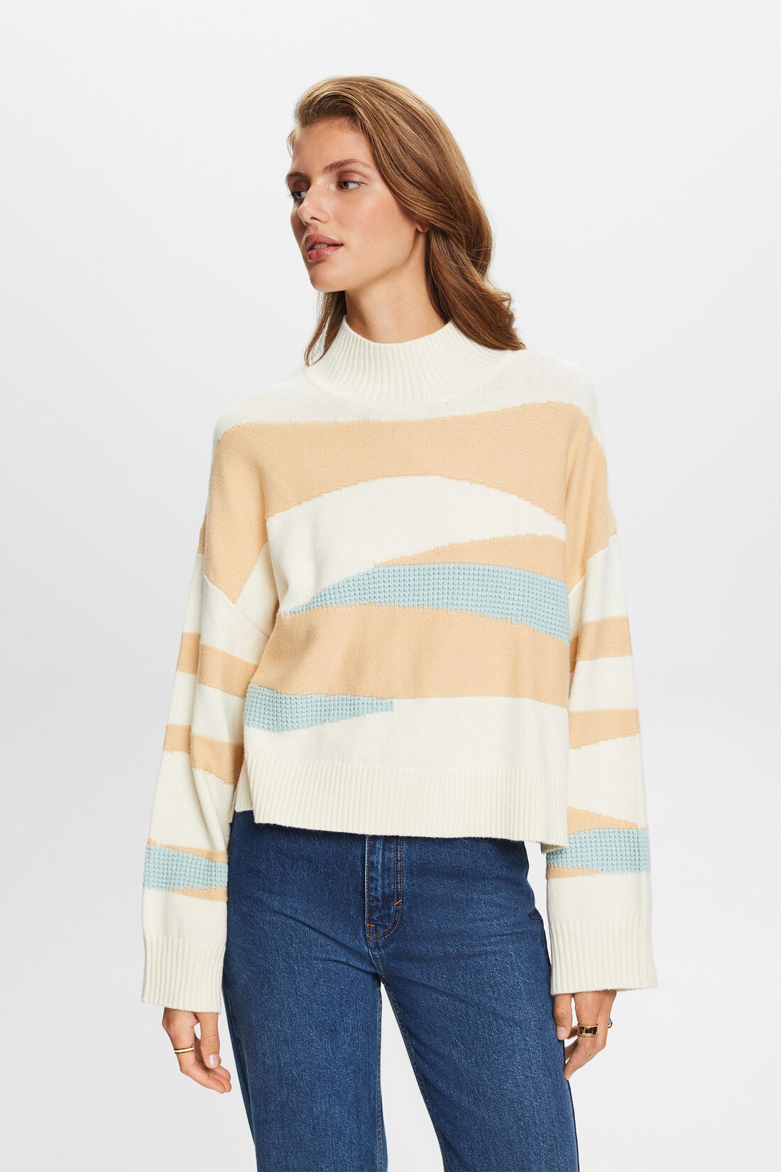 Jacquard-Pullover mit Stehkragen