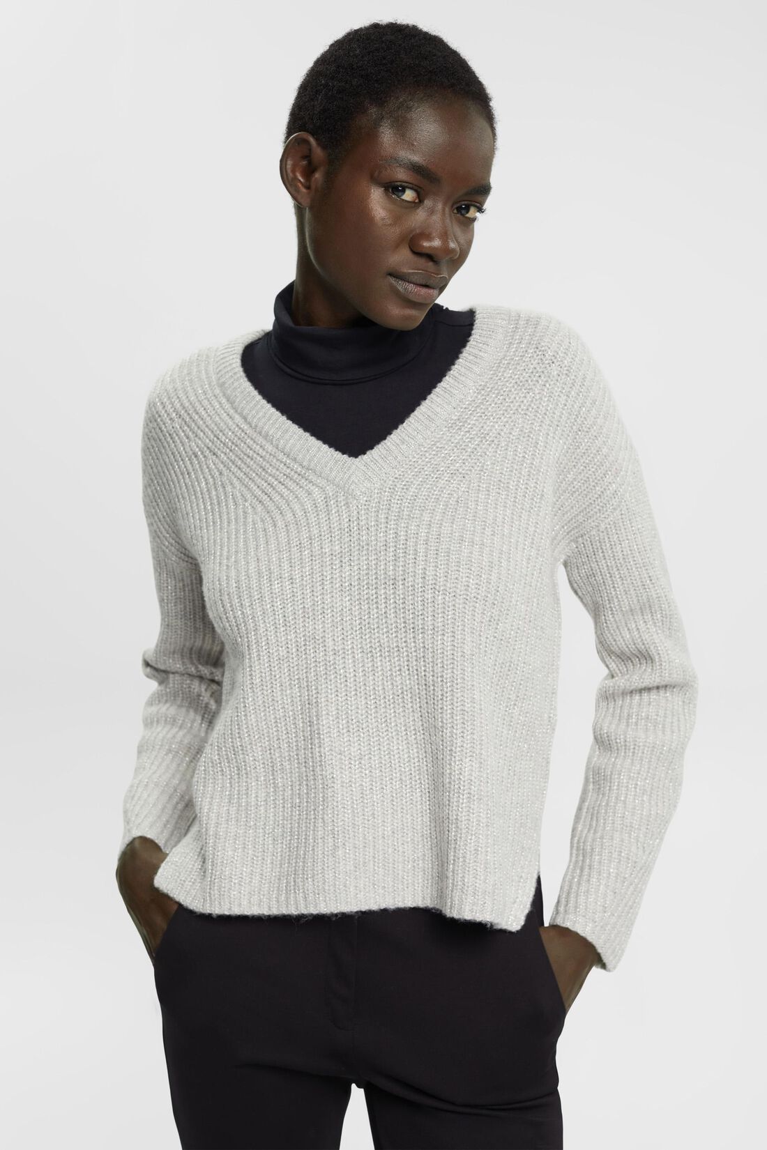 Gerippter Wollmix-Pullover