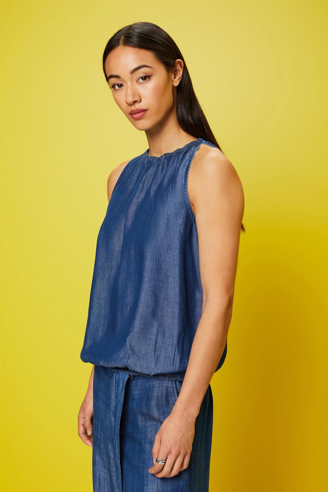 &Auml;rmellose Bluse in Jeansoptik, TENCEL&trade;