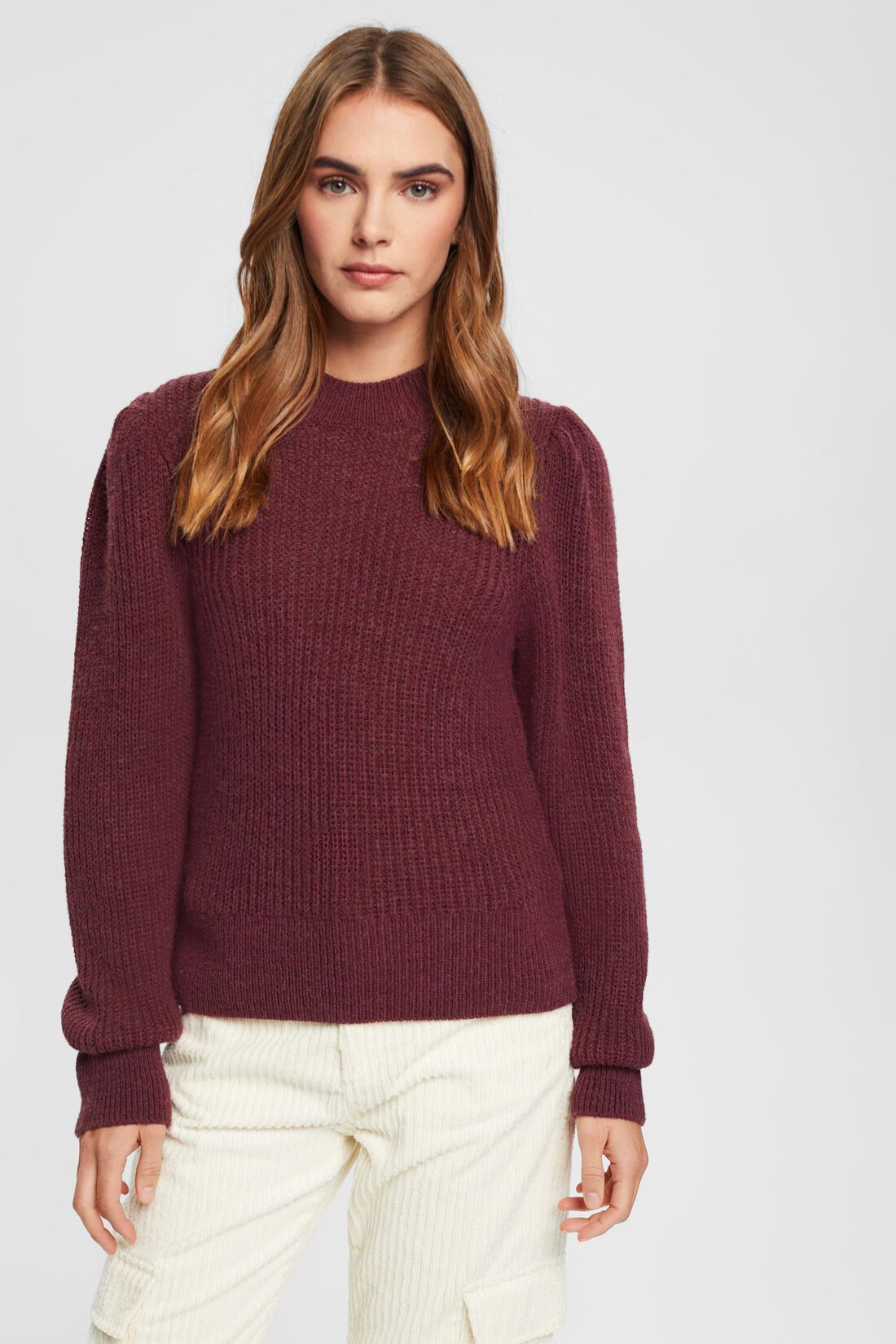 Pullover mit bauschigen &Auml;rmeln mit Wollanteil