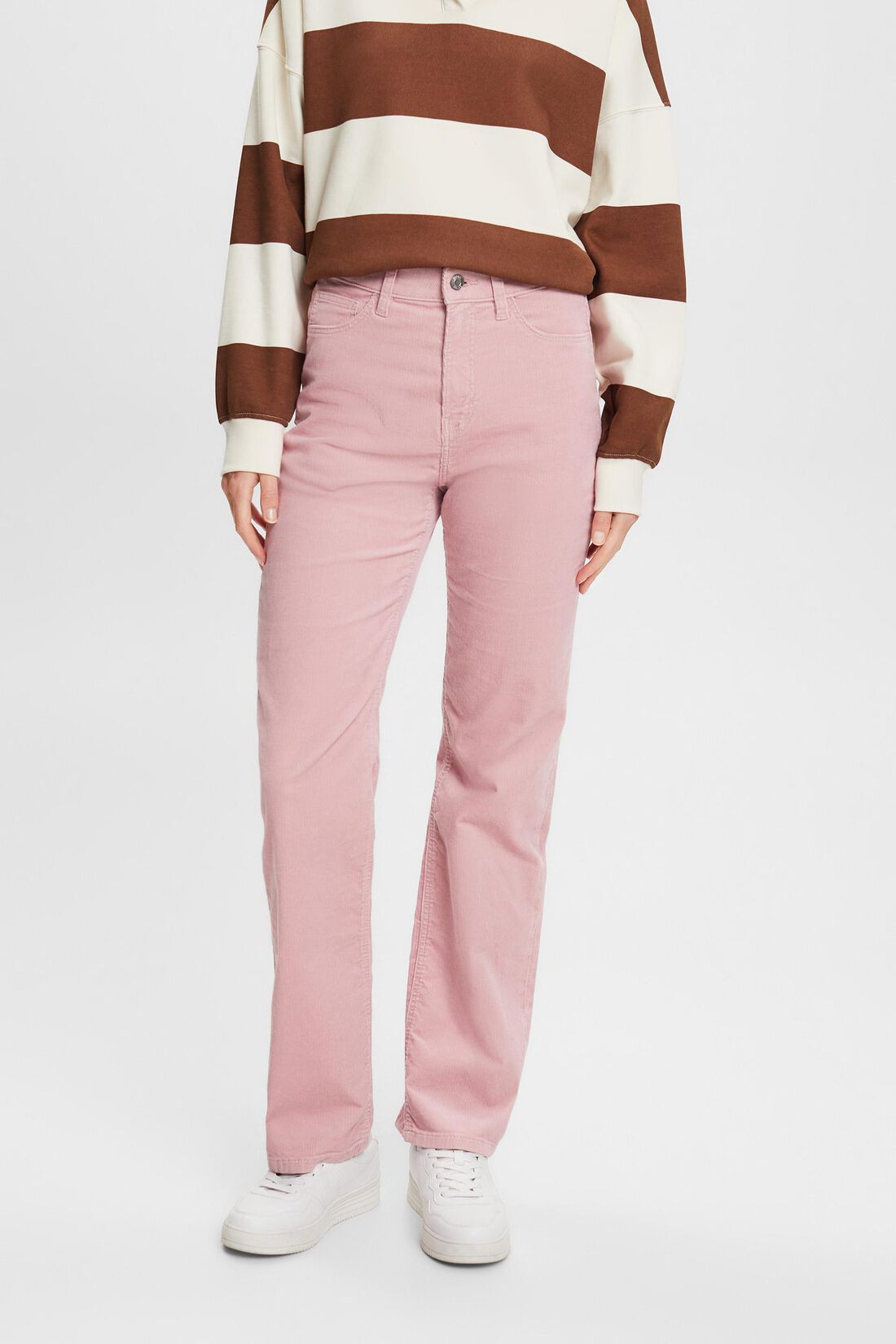 Cordhose mit gerader Passform und hohem Bund