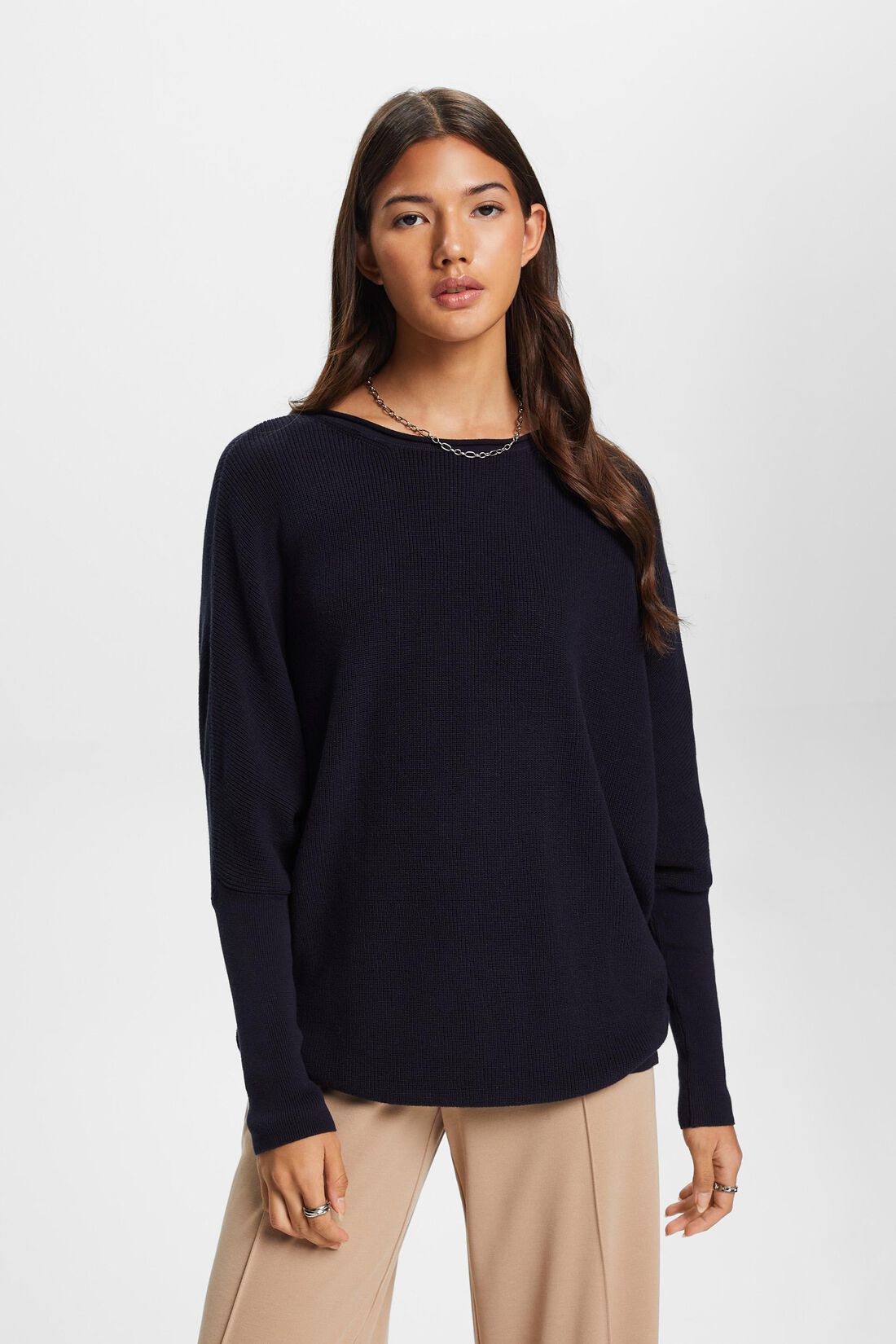 Rippstrickpullover mit Fledermaus&auml;rmeln