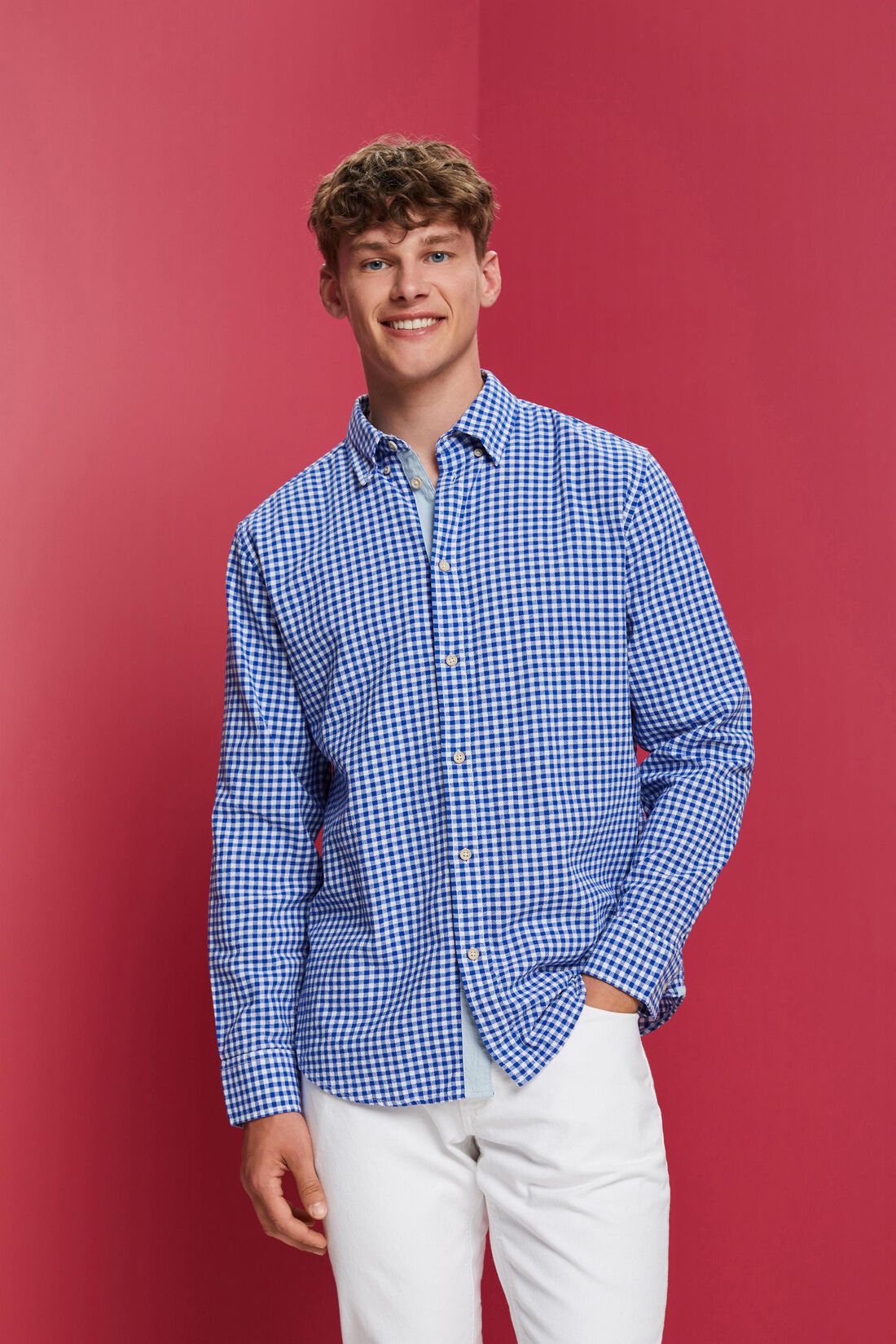 Button-Down-Hemd mit Vichy-Muster, 100% Baumwolle