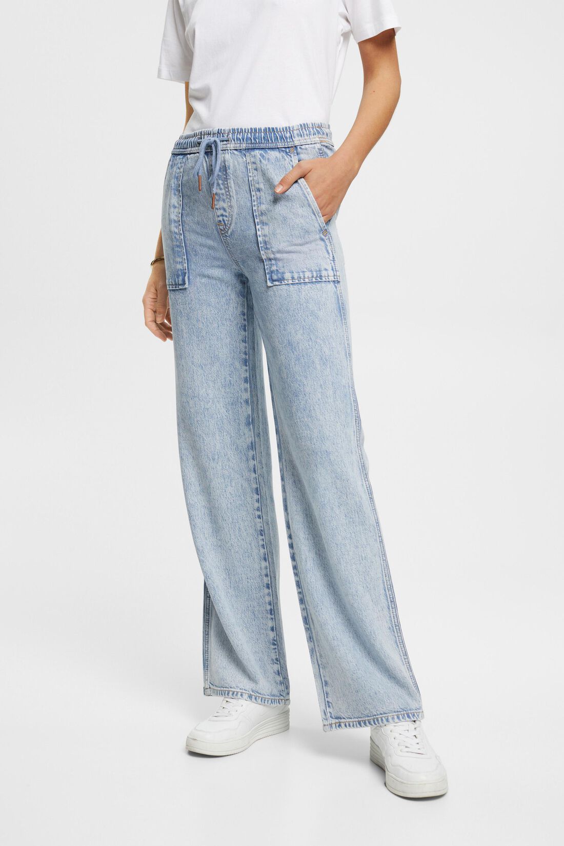 Weiche Jogger-Style-Jeans mit weitem Bein