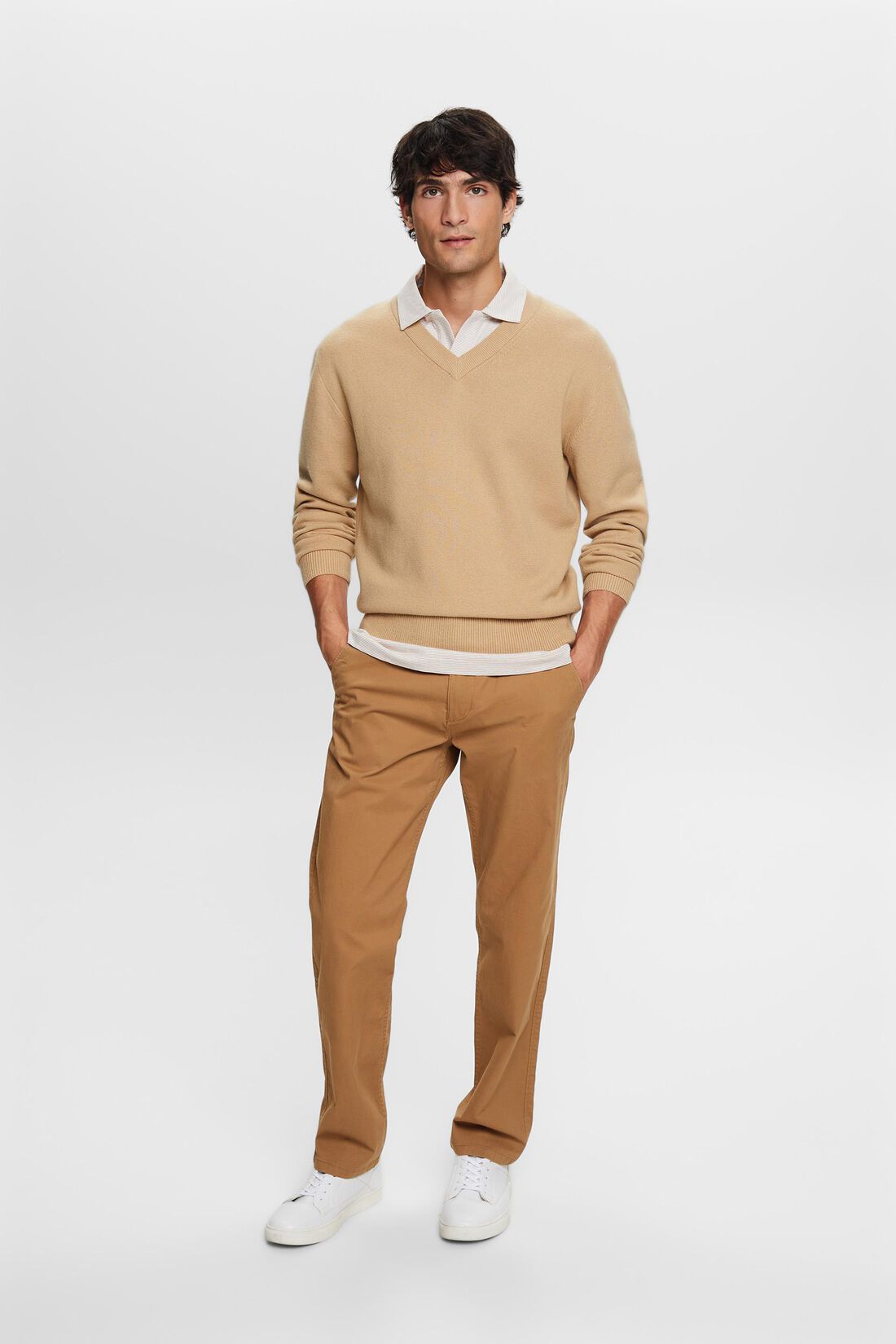 Pullover mit V-Ausschnitt, Wollmix