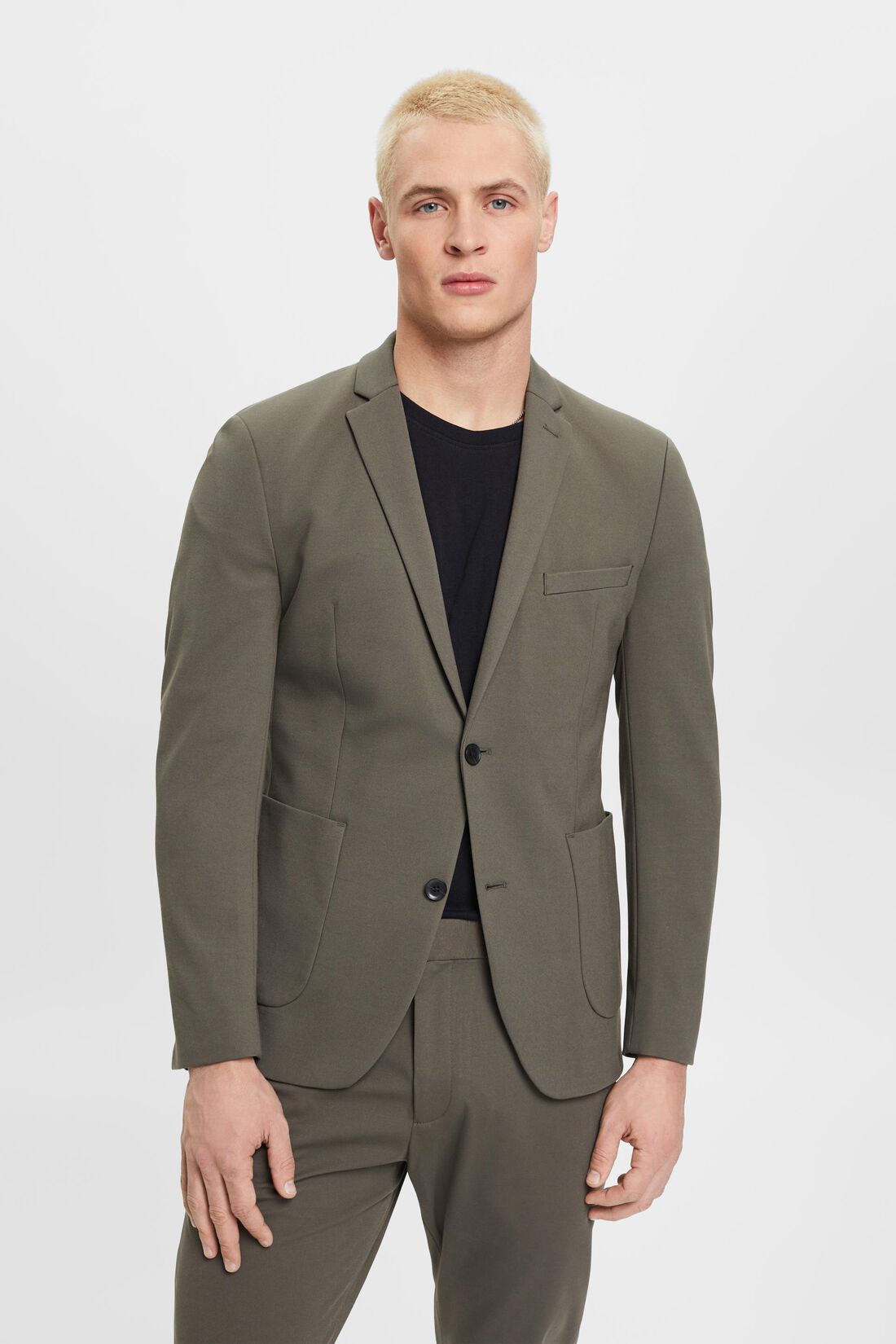 Einreihiger Piqu&eacute;-Jersey-Blazer