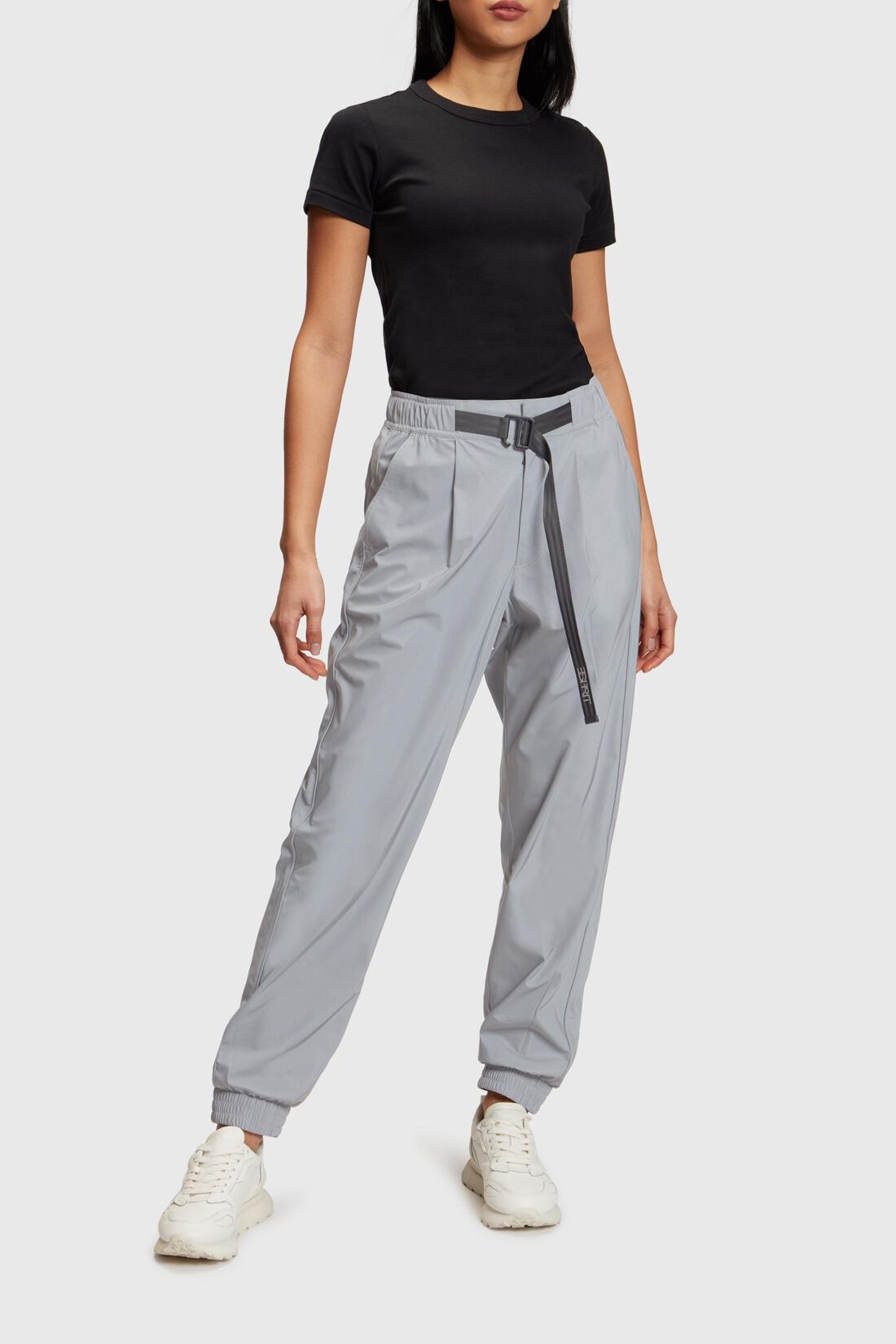 High-Rise-Pants im Jogger-Style mit G&uuml;rtelschlie&szlig;e