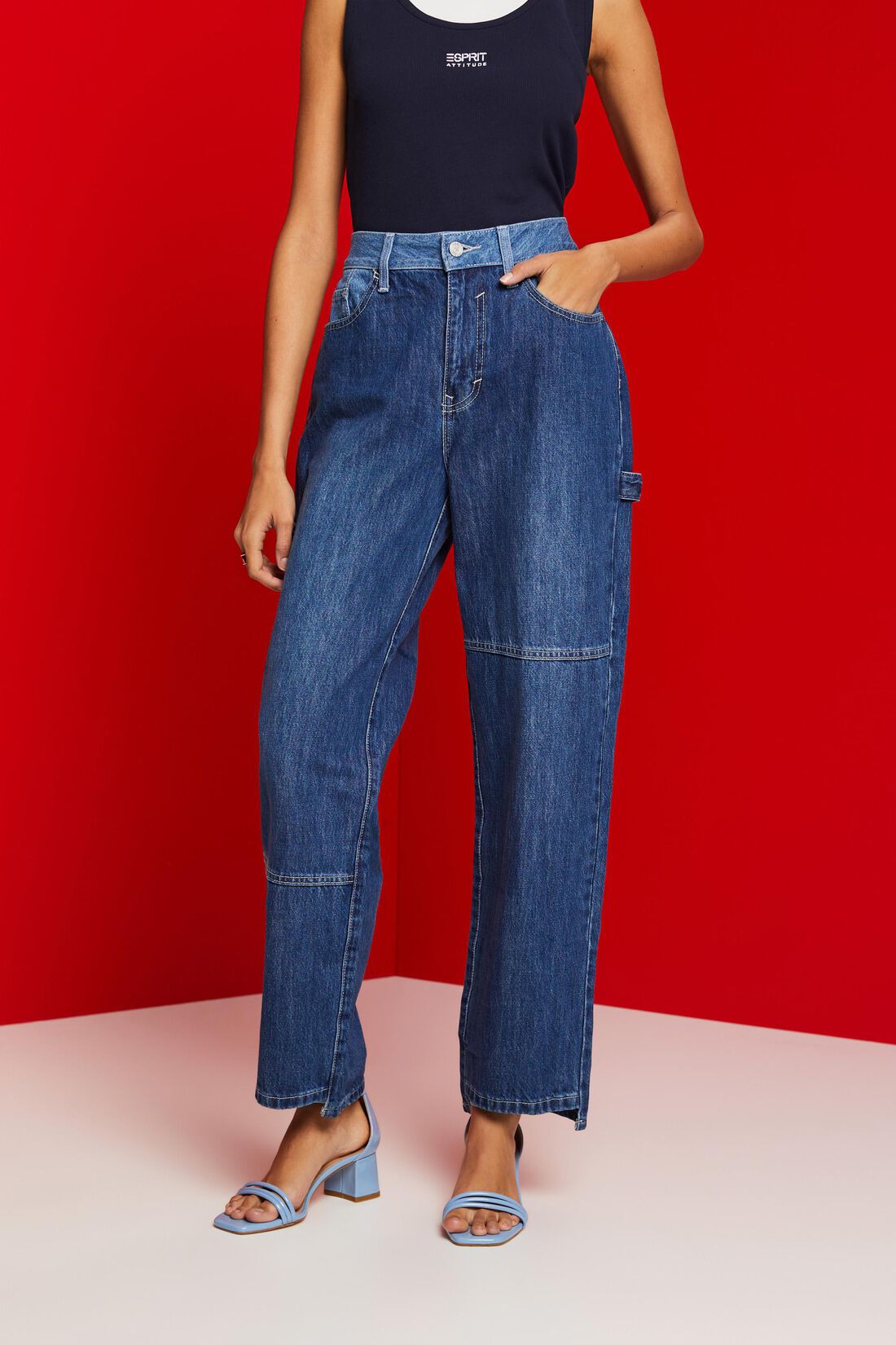 Asymmetrische Jeans der 90er mit weitem Bein