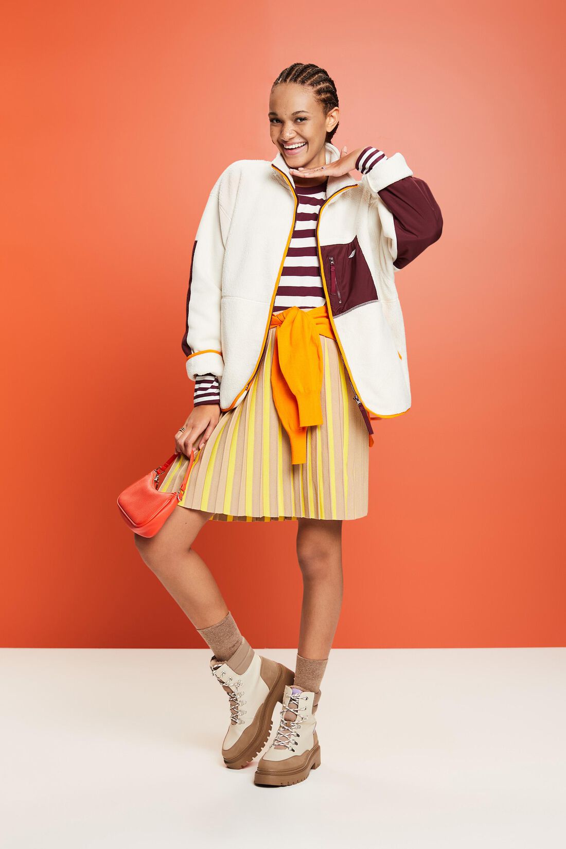 Fleecejacke im Colorblock-Design
