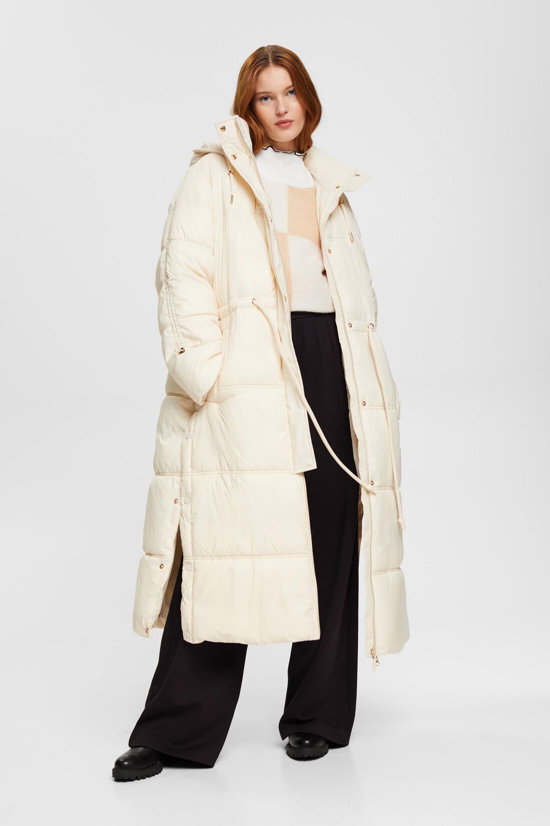 Oversize-Puffercoat mit Kordelzug in der Taille