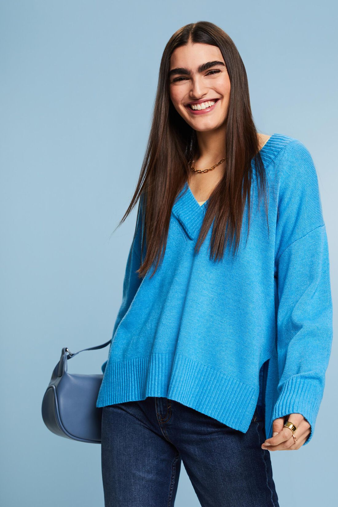 Pullover mit V-Ausschnitt aus Wolle-Kaschmir-Mix