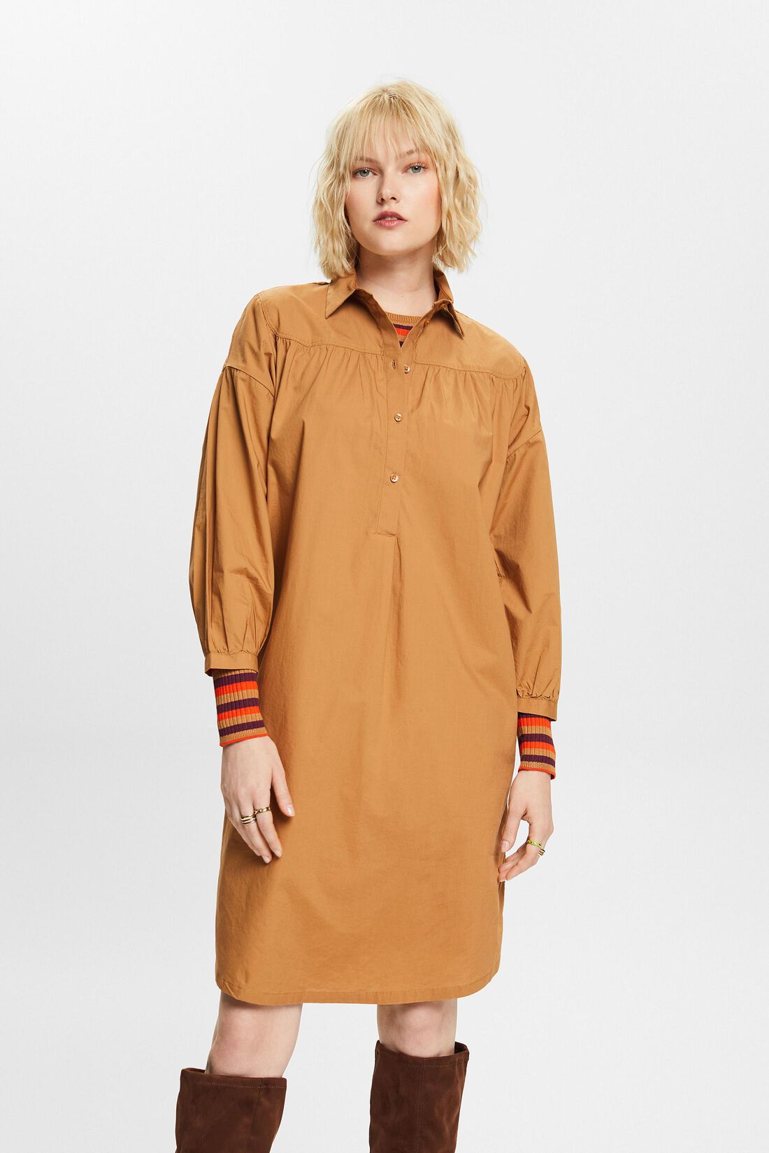 Hemdblusenkleid mit Bindeg&uuml;rtel, 100 % Baumwolle