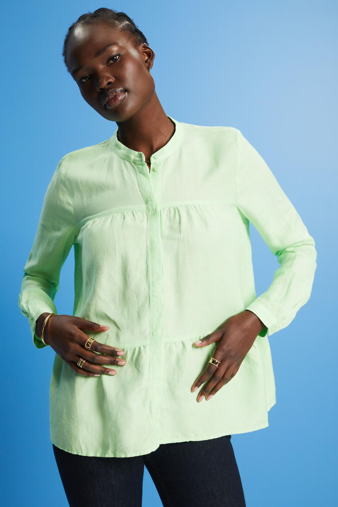 Bluse aus Leinenmix