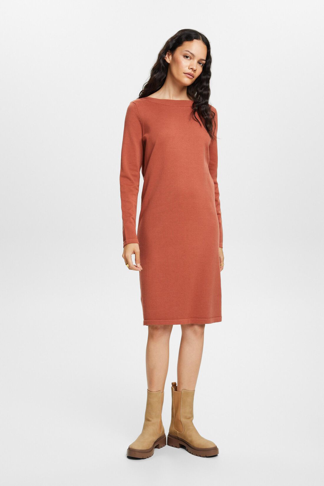 Pulloverkleid mit U-Boot-Ausschnitt