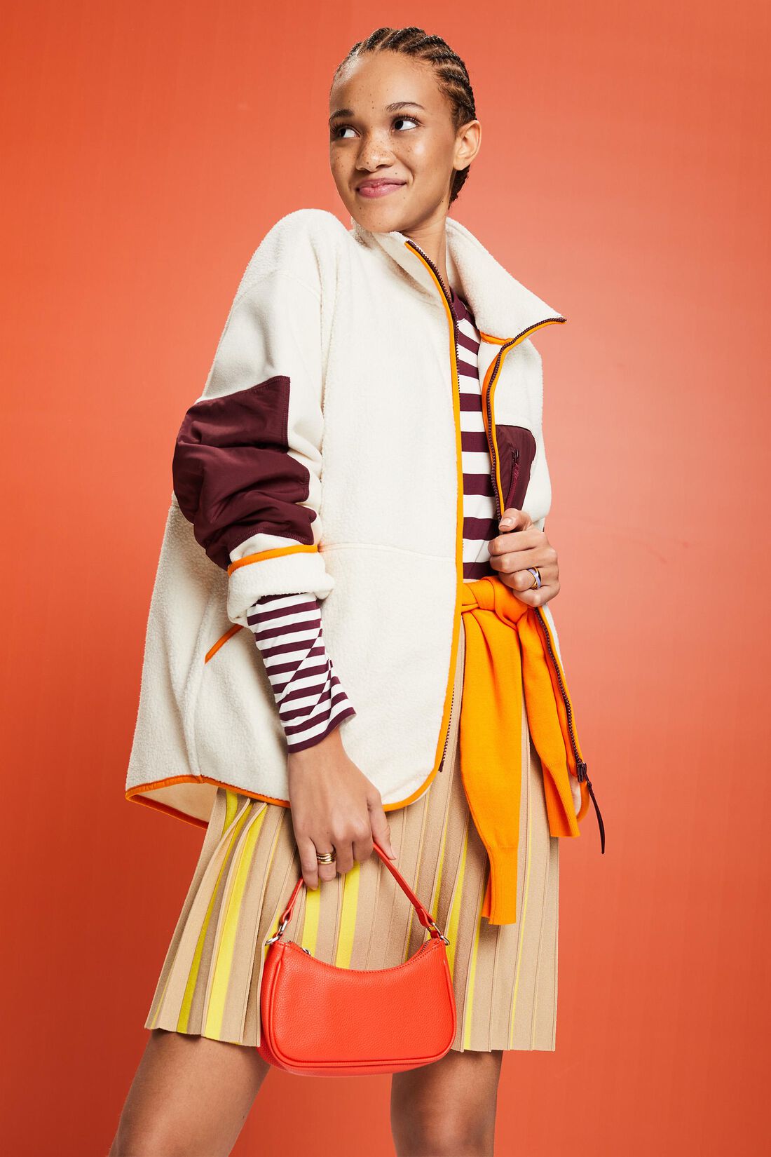 Fleecejacke im Colorblock-Design