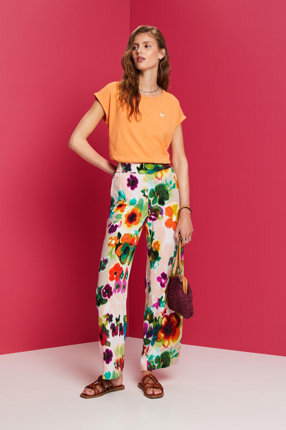 T-Shirt mit Mini-Print, 100 % Baumwolle