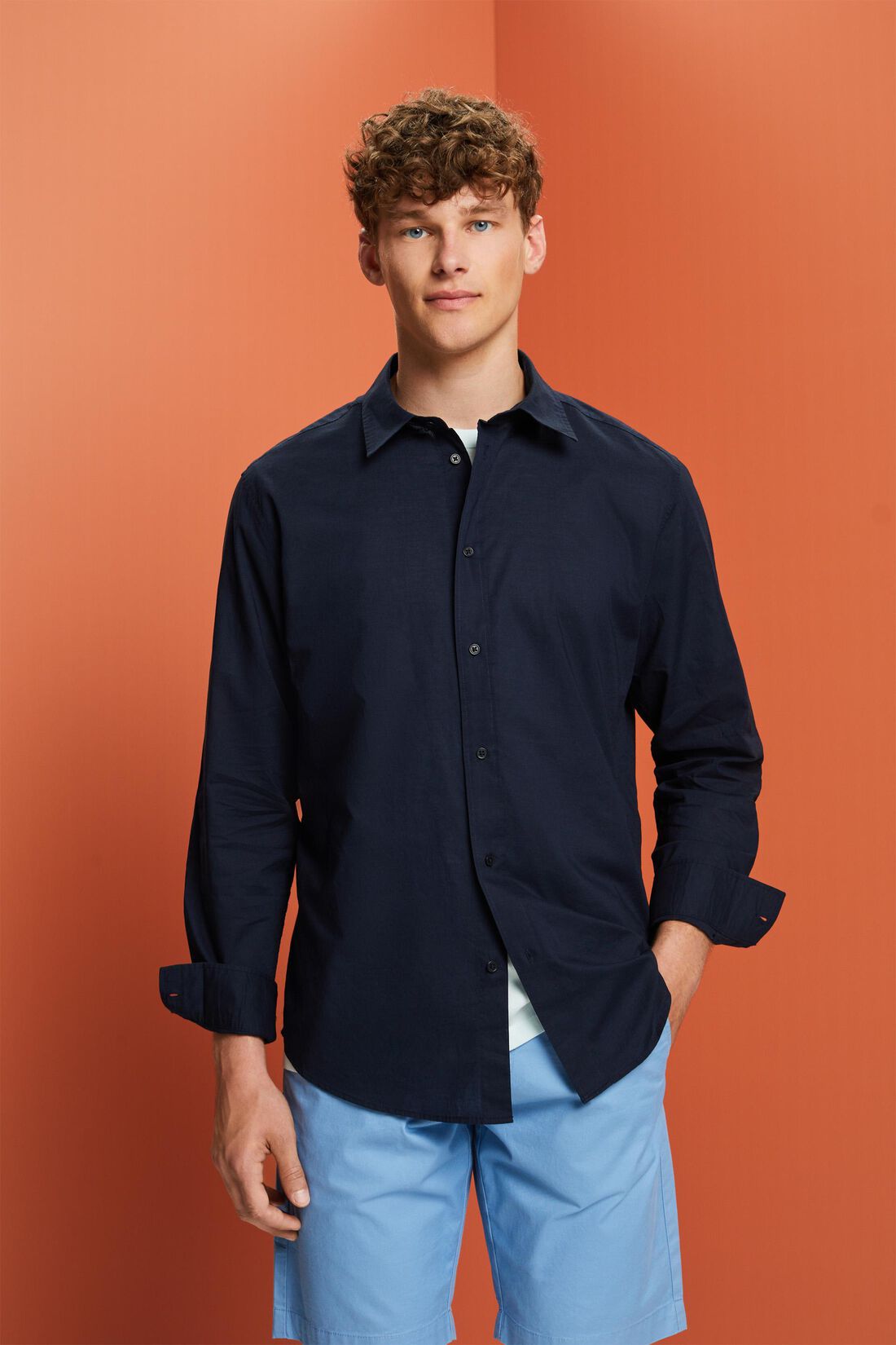 Unifarbenes Longsleeve, 100 % Baumwolle