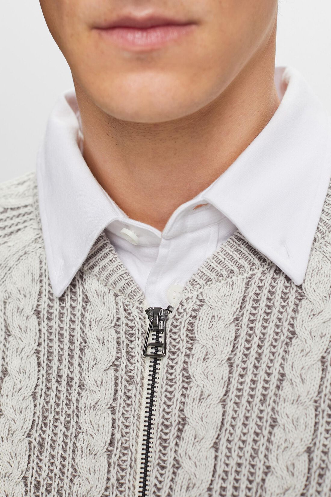 Zopfstrick-Cardigan mit Rei&szlig;verschluss