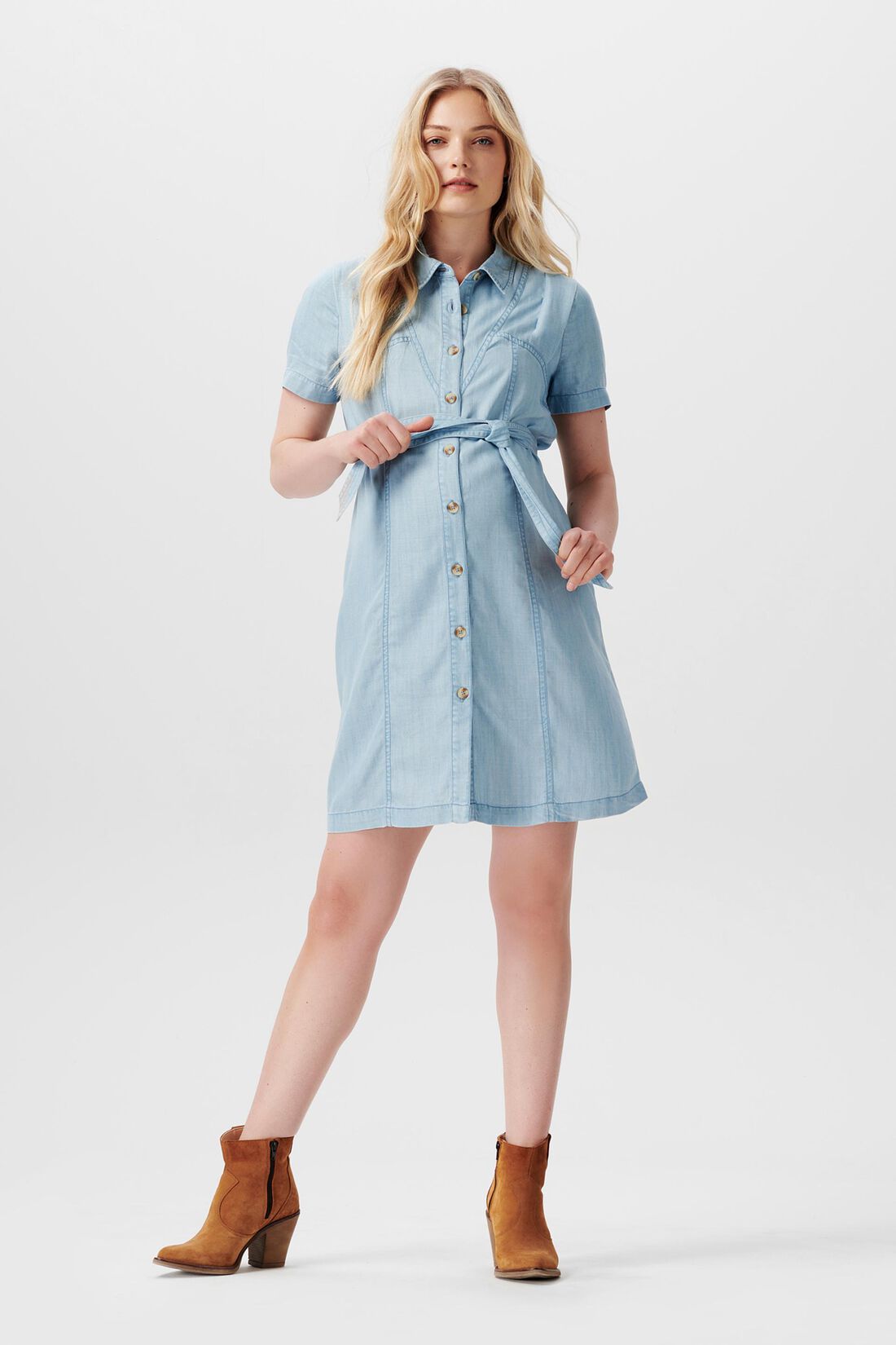 Mini-Shirtkleid mit Bindeg&uuml;rtel