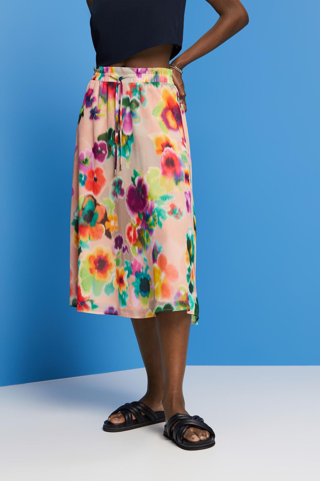 Midirock mit farbenfrohem Print