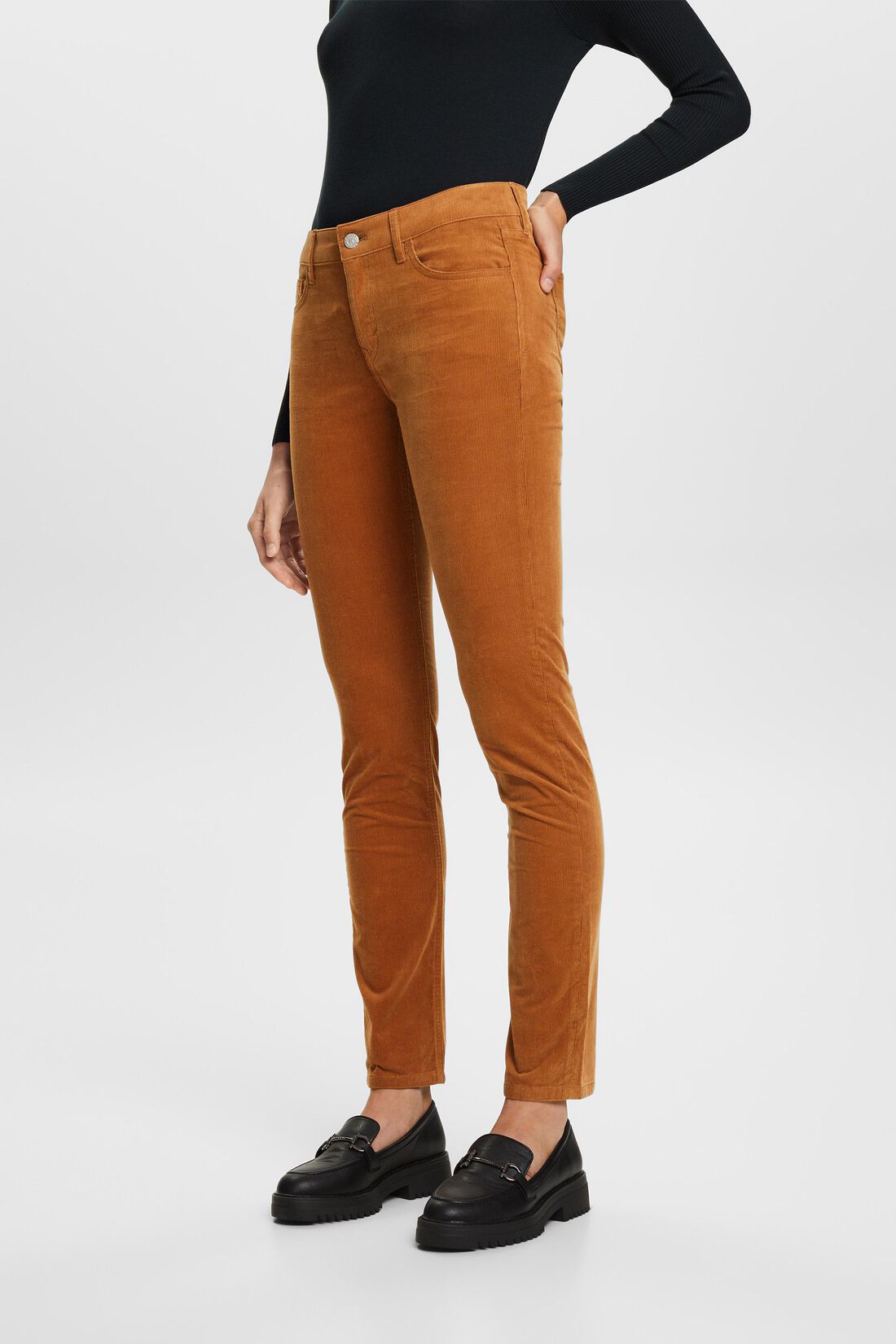 Cordhose mit schmaler Passform und mittlerer Bundh&ouml;he