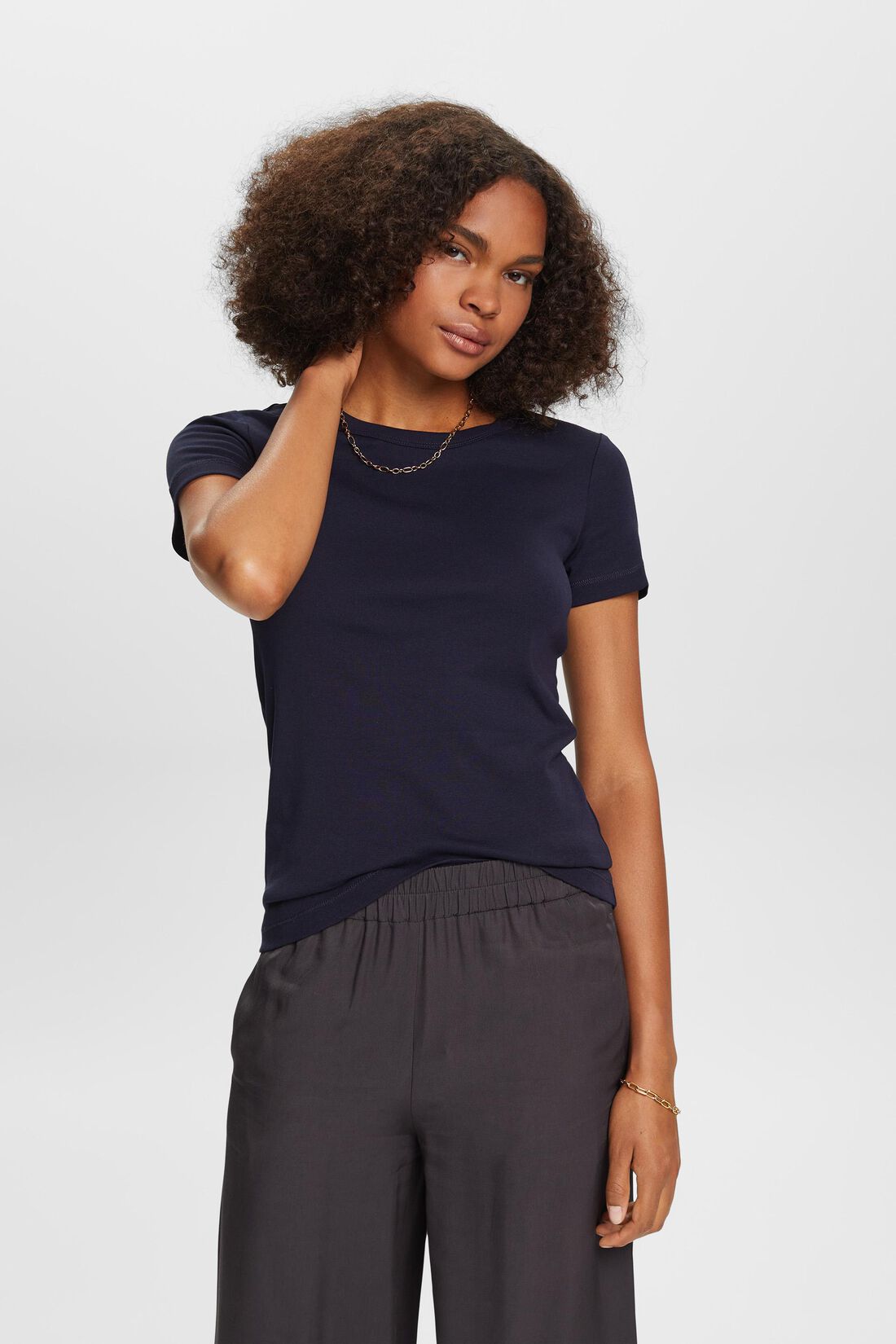 Rundhals-T-Shirt, 100 % Baumwolle