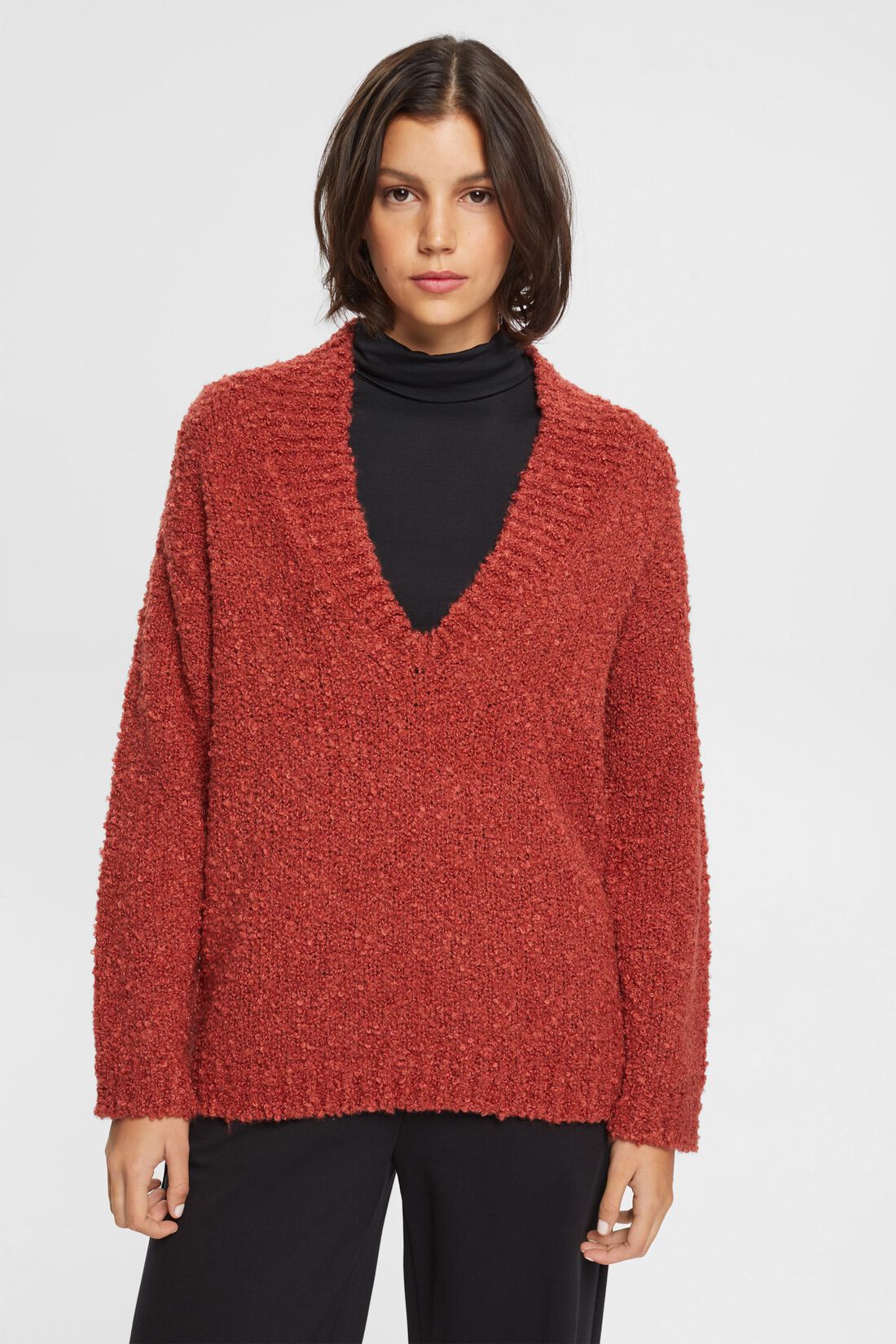 V-Ausschnitt-Pullover aus Wollmix