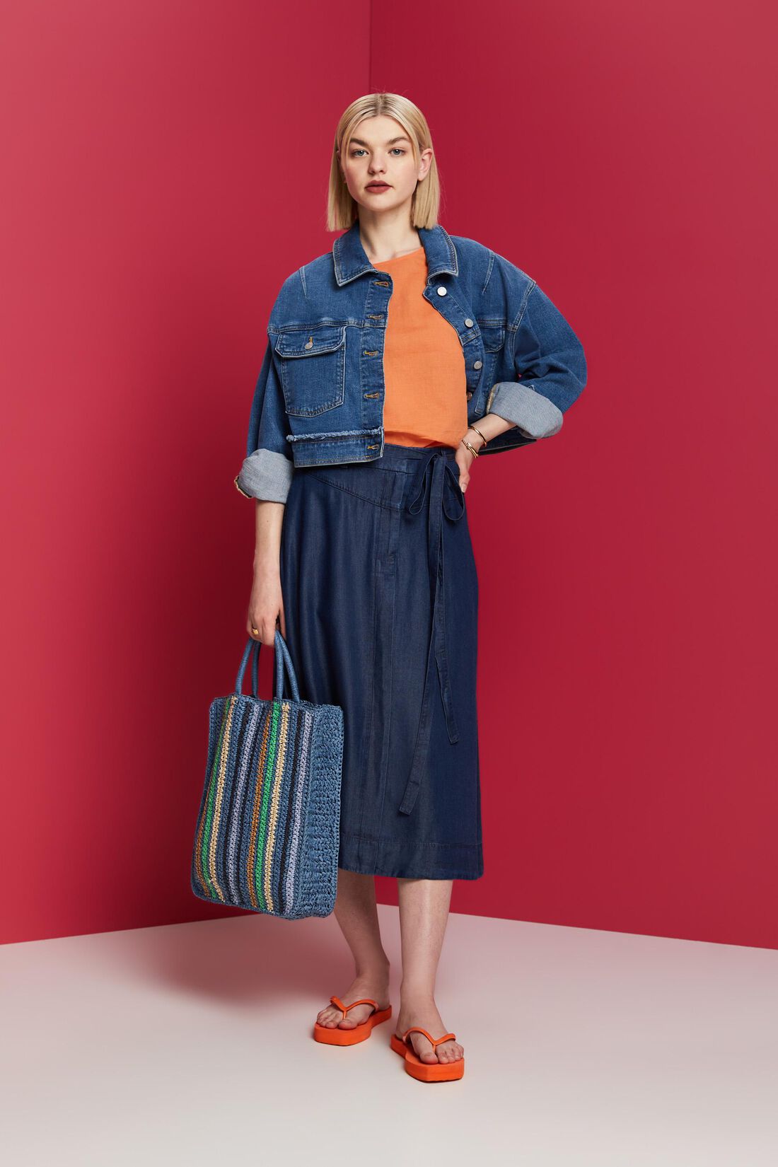 Midirock im Denim-Look, TENCEL&trade;