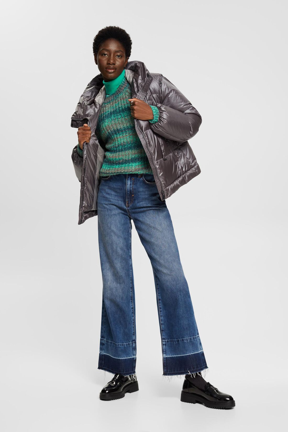 High-Rise-Jeans mit weitem Bein