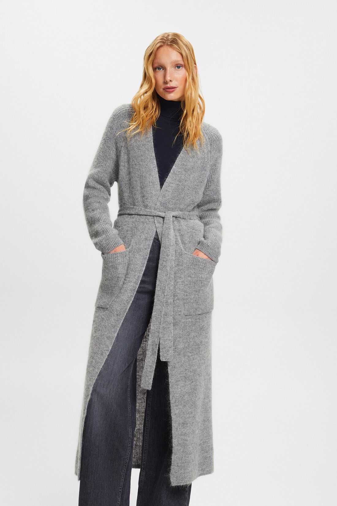 Wickel-Cardigan mit Boucl&eacute;-Struktur