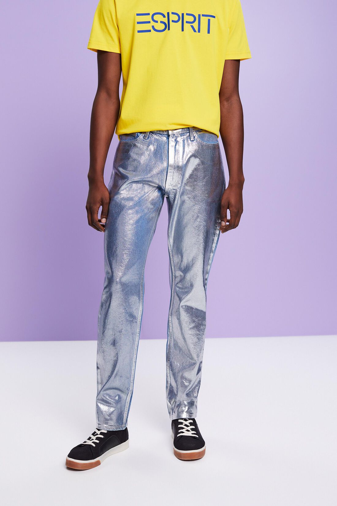 Jeans mit geradem Bein und Metallic-Finish