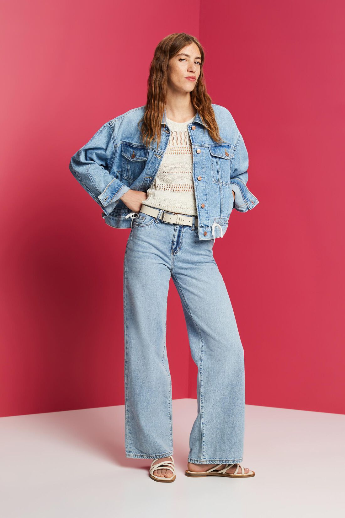 Oversized Jeansjacke in leichter Waschung