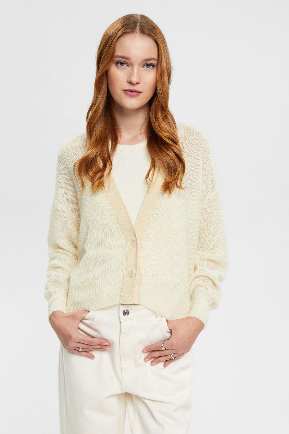 Cardigan mit V-Ausschnitt aus Mohair