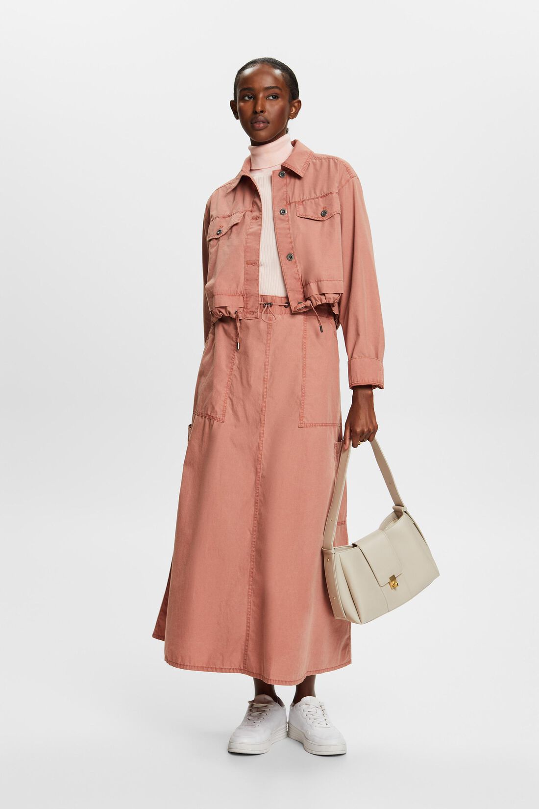 Cropped-Jacke aus Baumwollcanvas zum Binden