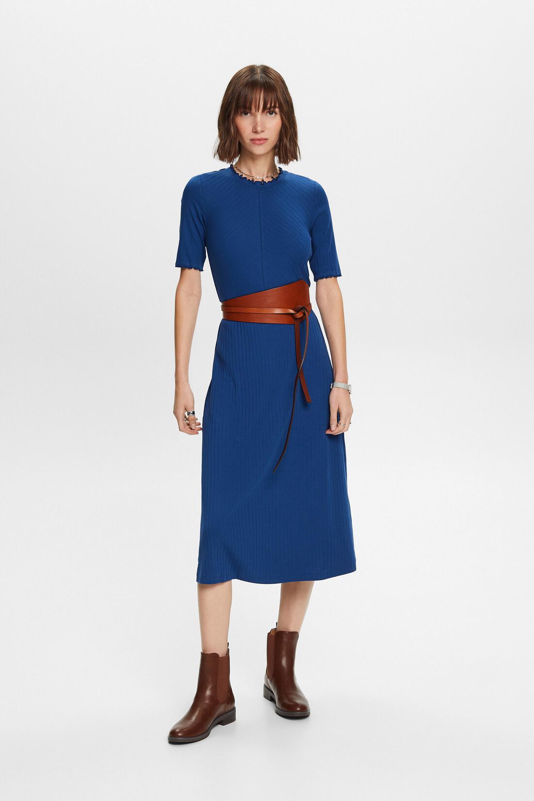 Midikleid aus geripptem Jersey