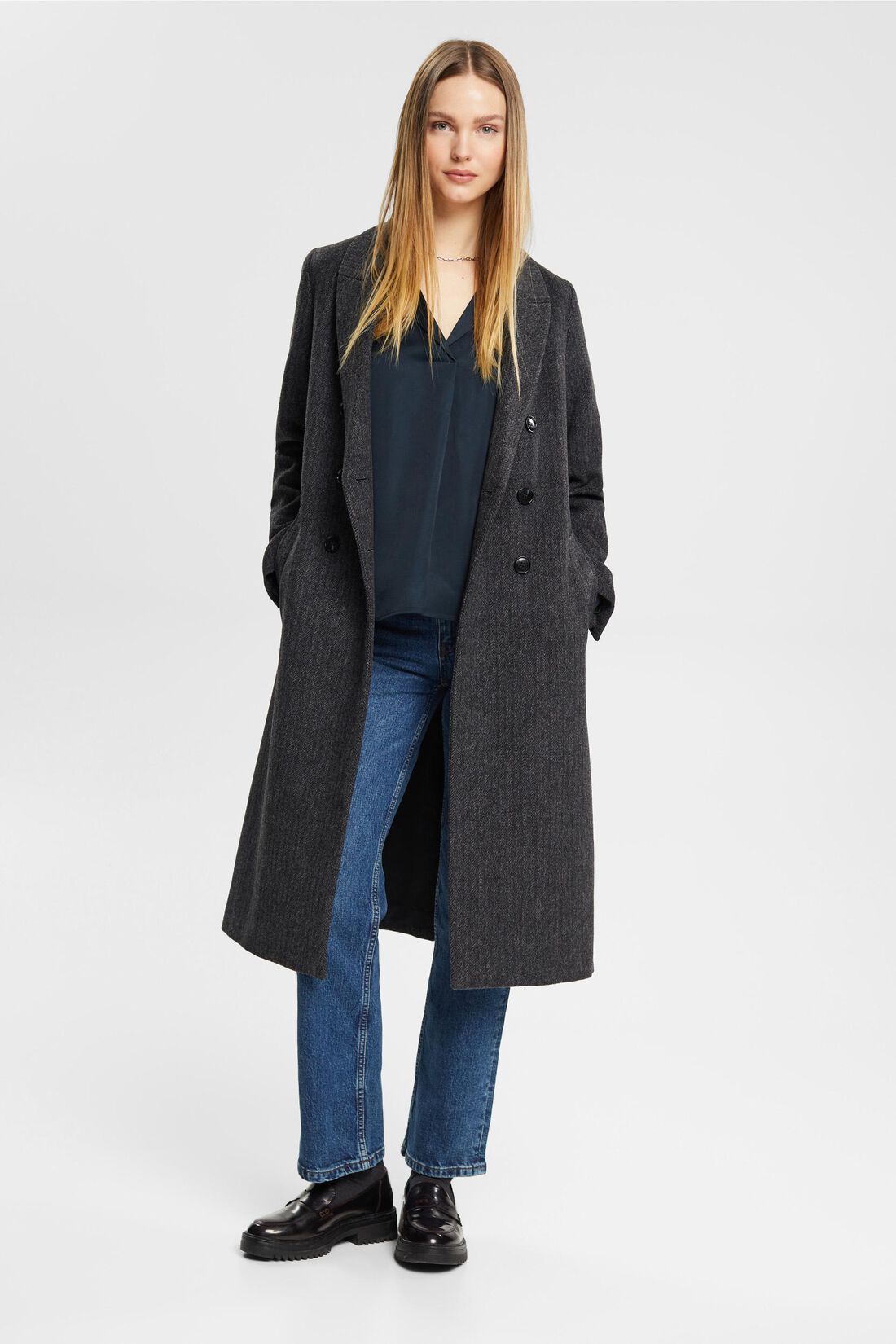 Satinbluse mit Reverskragen, LENZING&trade; ECOVERO&trade;