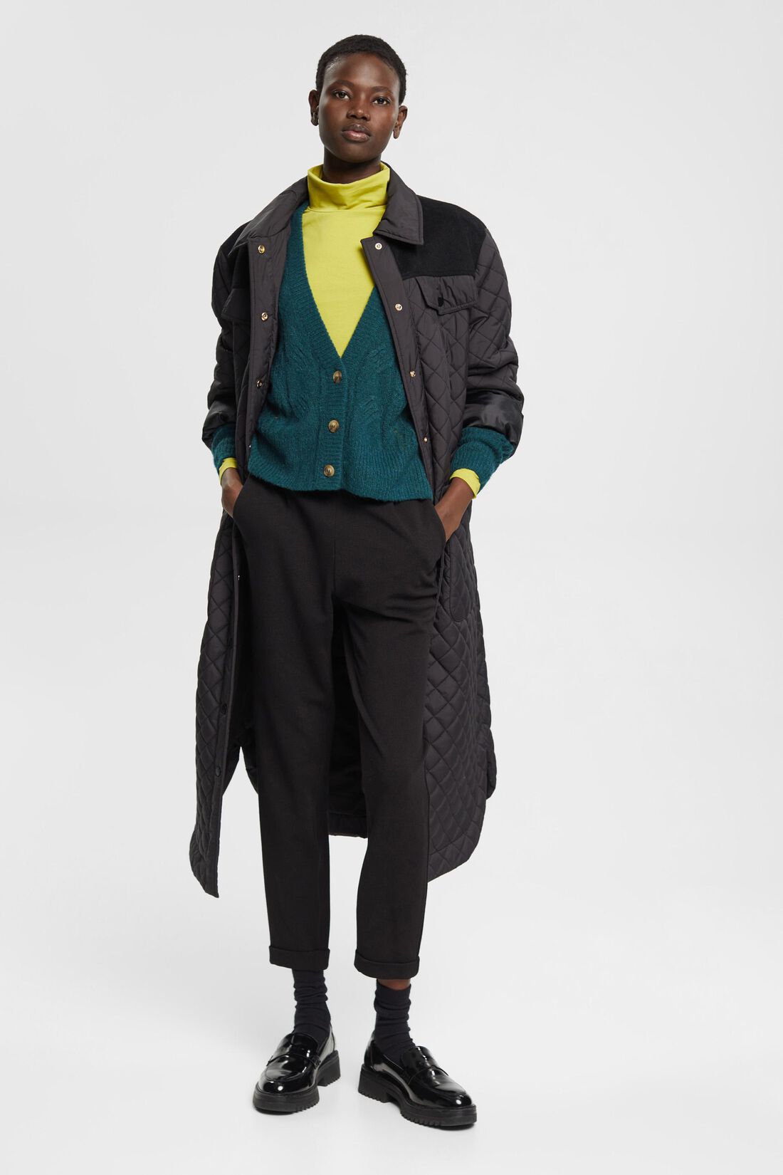 Zopfstrick-Cardigan mit Wolle und Alpaka