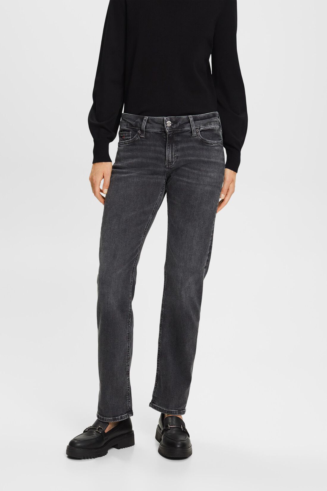 Jeans mit geradem Bein und mittlerer Bundh&ouml;he