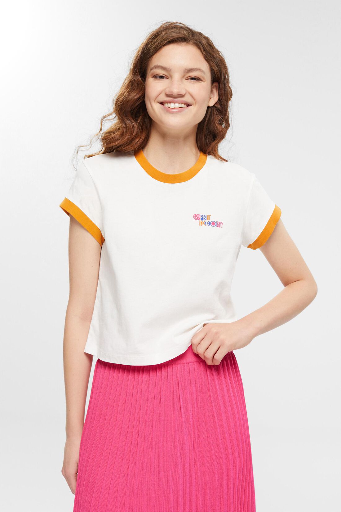 Verk&uuml;rztes Logo-T-Shirt, 100% Baumwolle