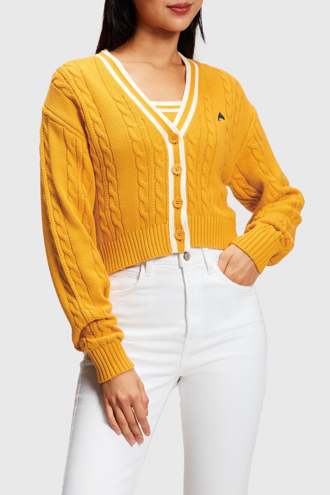 Cardigan mit Zopfstrick