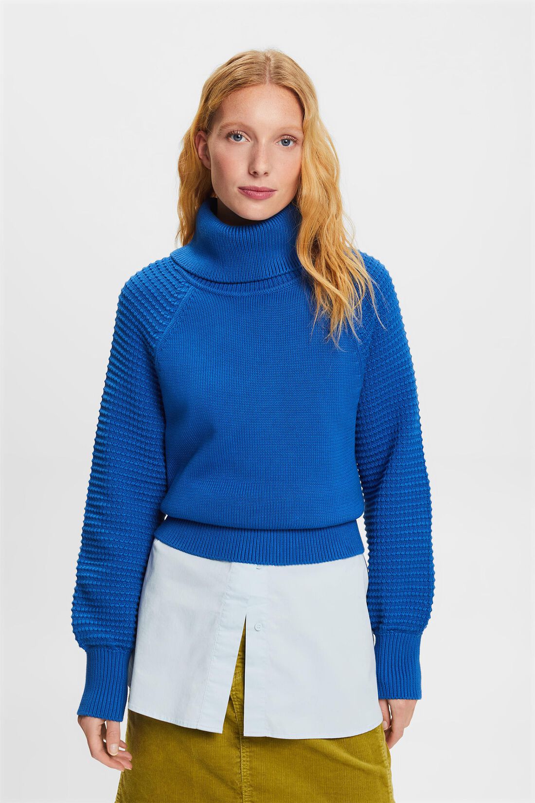 Baumwollpullover mit Rollkragen