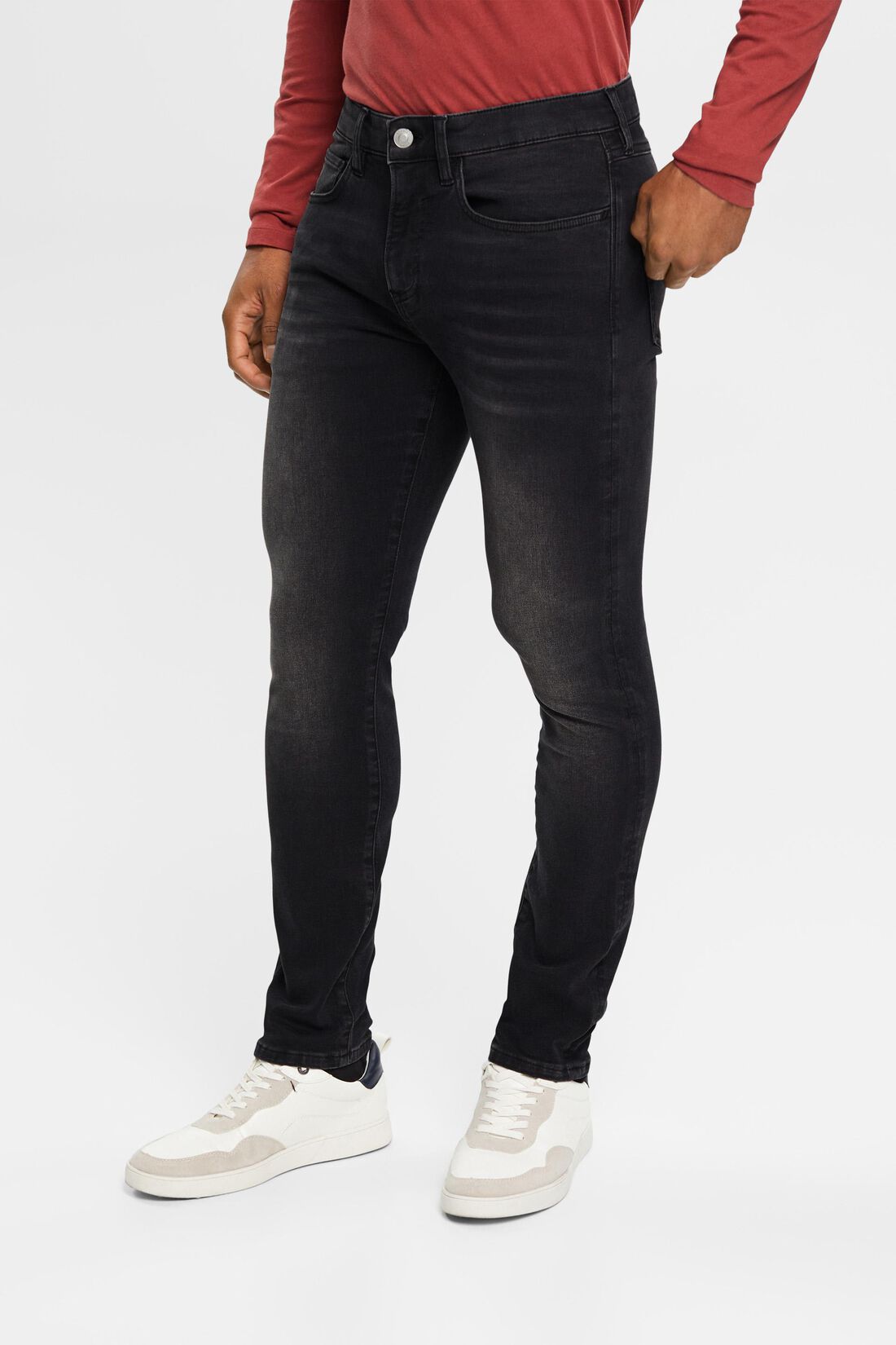 Schmale Stretch-Jeans mit mittlerer Bundh&ouml;he