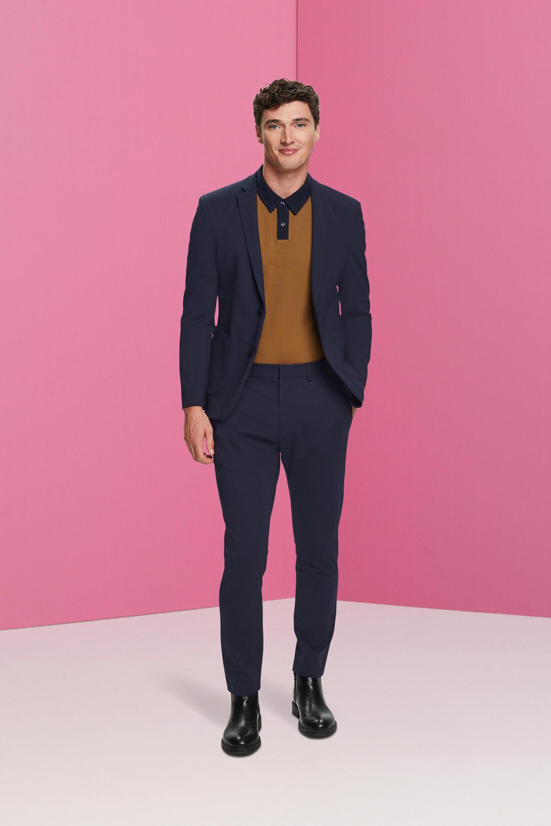 Einreihiger Piqu&eacute;-Jersey-Blazer
