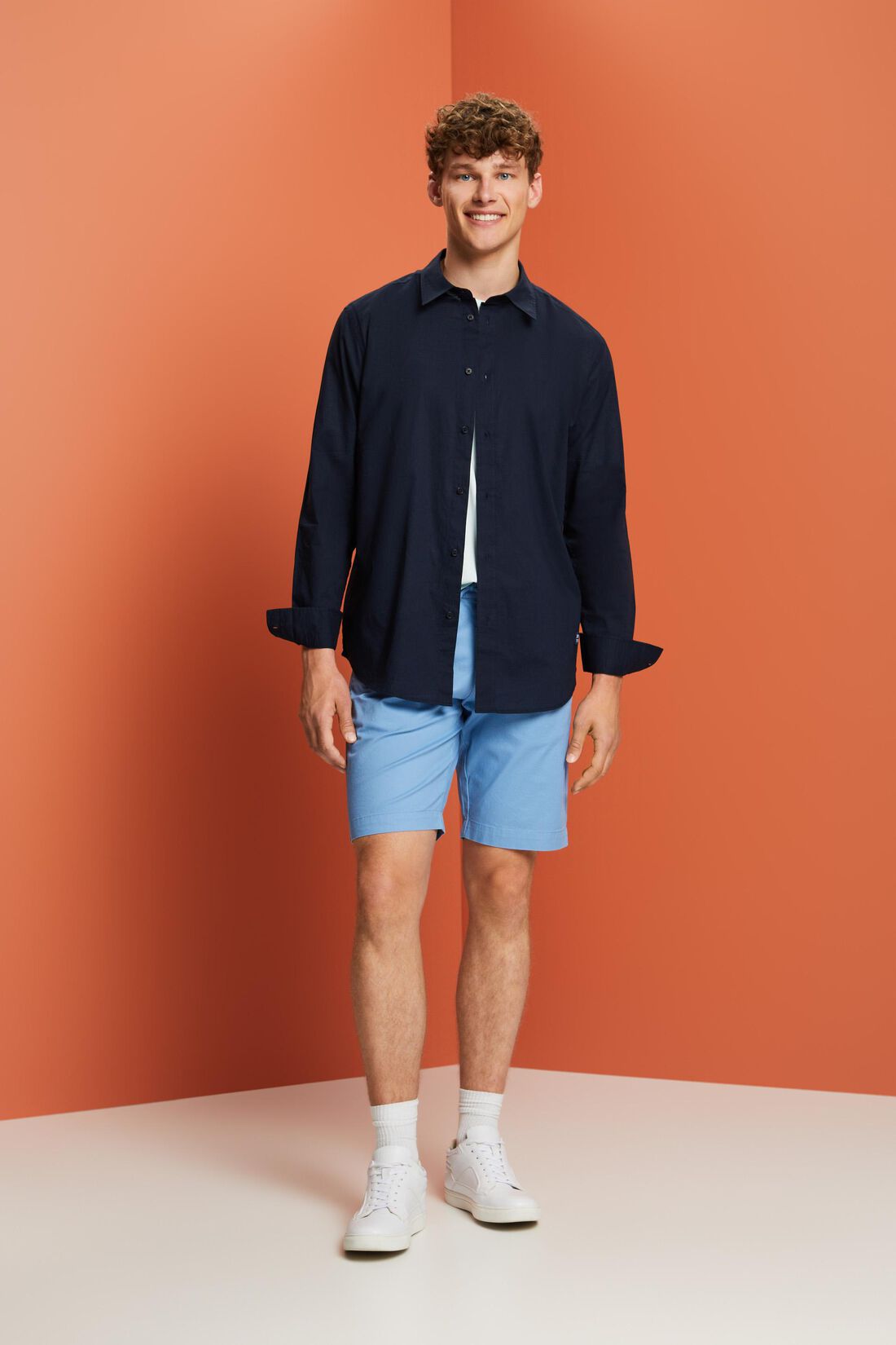 Unifarbenes Longsleeve, 100 % Baumwolle