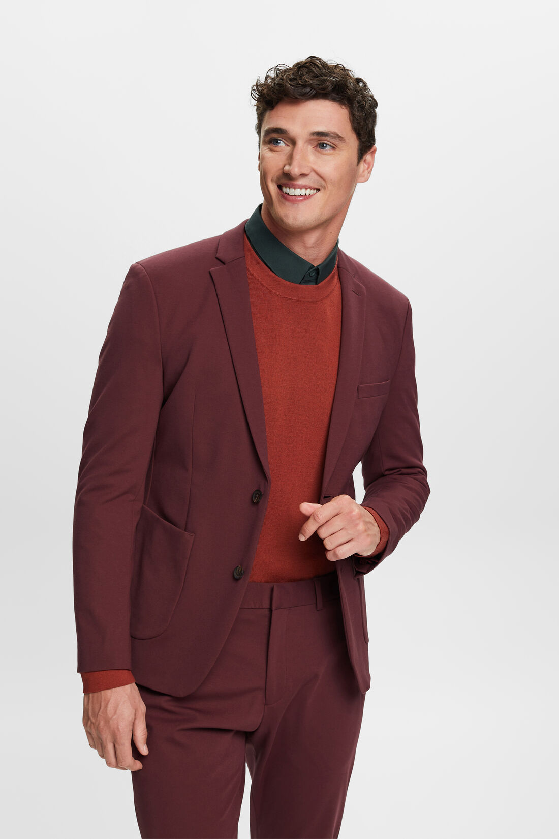 Einreihiger Piqu&eacute;-Jersey-Blazer